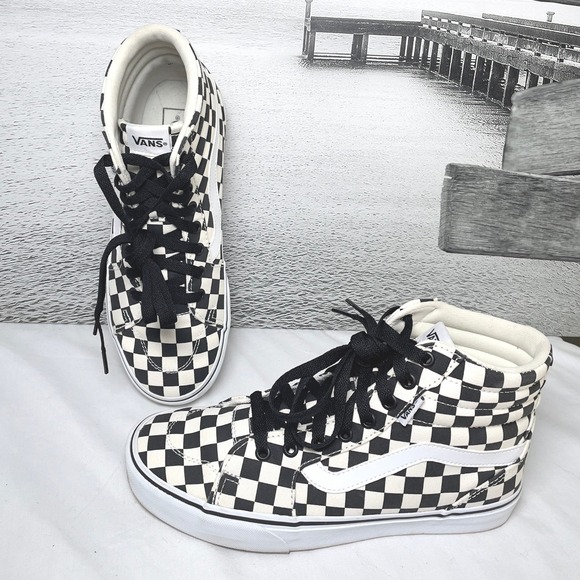 Vans Off The Wall Sk8-hi Checkered High Top Women 9 Black/white 721356 Sneakers - Picture 1 of 10